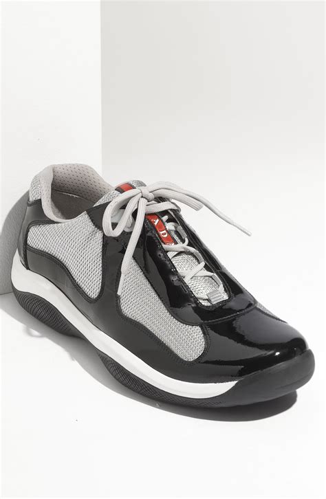 prada sneakers black and silver